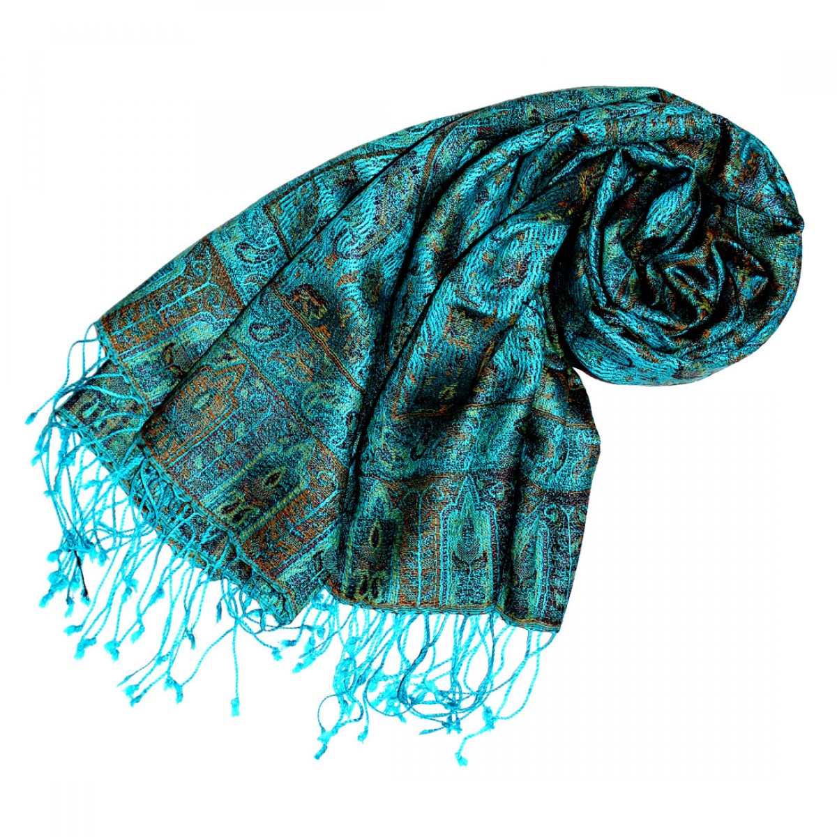 LORENZO CANA - The Official Online Store - Shawl Silk Wool Paisley Cyan ...
