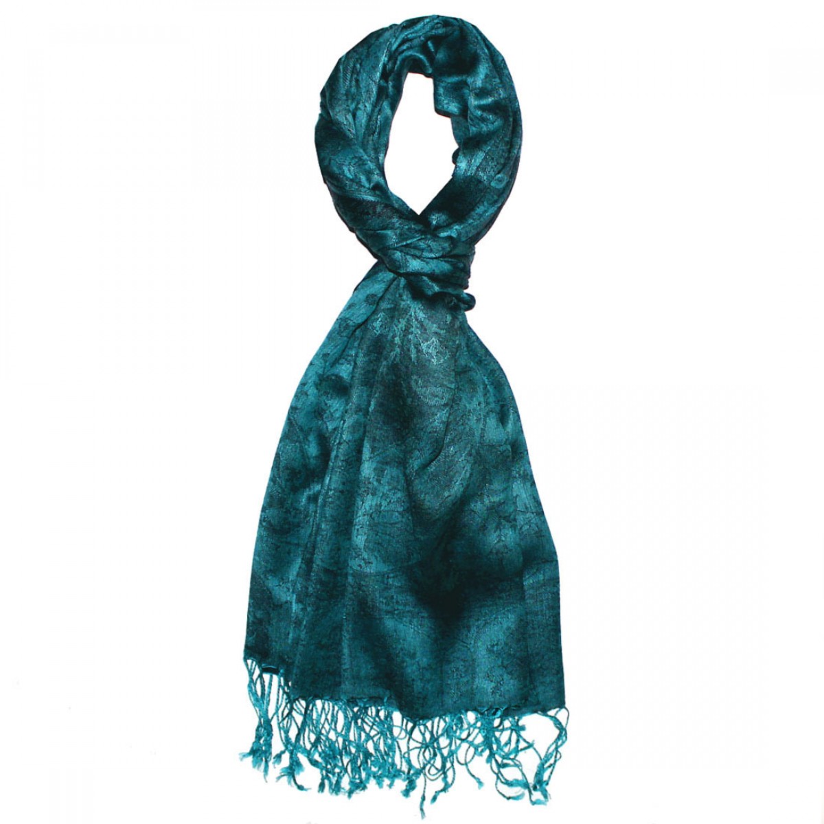 LORENZO CANA Pashmina In Seta Paisley - Donna - Colori Arancio, Rosso, Blu, Verde - Taglia Unica