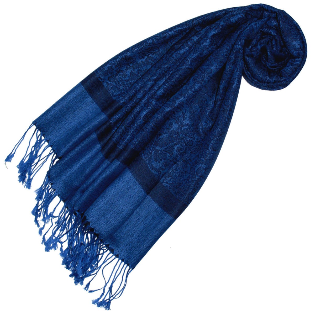 Scarf Modal Paisley Royal Blue Black LORENZO CANA