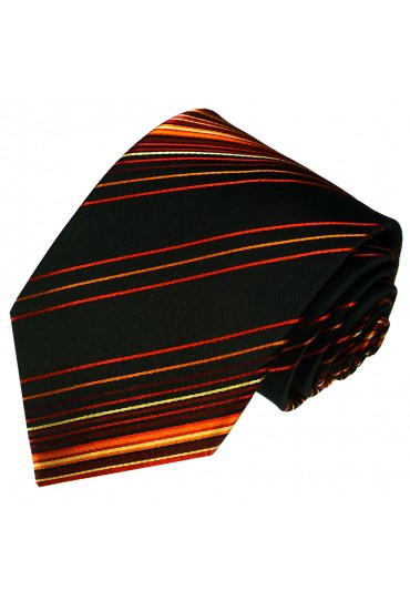 Men's Necktie Pure Silk Striped Black LORENZO CANA