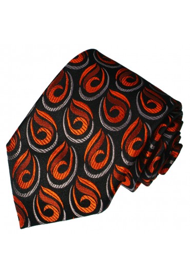 Neck Tie Pure Silk Paisley Black For Men LORENZO CANA