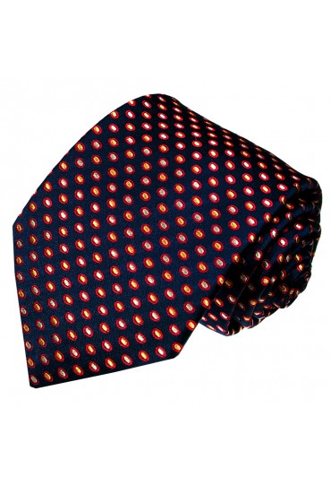 Men's Necktie Pure Silk Polka Dot Navy LORENZO CANA