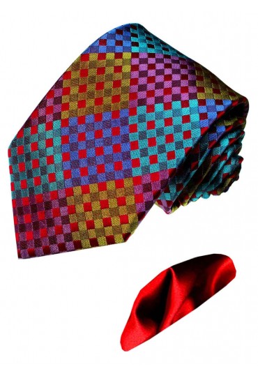 Neck Tie and pocket square Silk Plaids and Checks spring colors LORENZO CANA