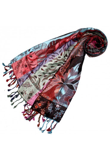 Viscose scarf Violet Red Turquoise LORENZO CANA
