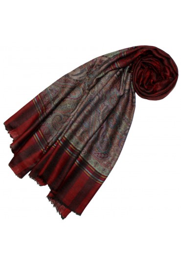 Cashmere mens scarf maple red paisley LORENZO CANA
