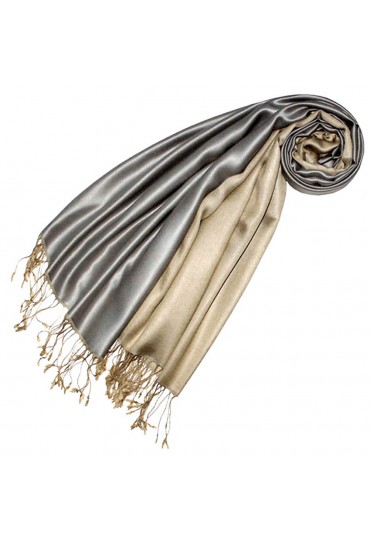 Silk + Viscose Pashmina Double Silver Beige LORENZO CANA