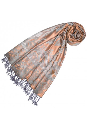 Viscose scarf soft pink Gray Paisley LORENZO CANA