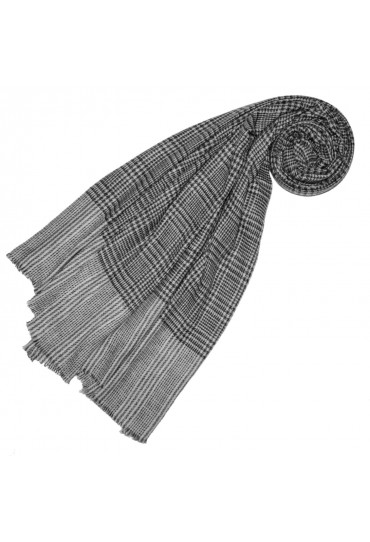 Cashmere mens scarf uncolored gray checkered LORENZO CANA