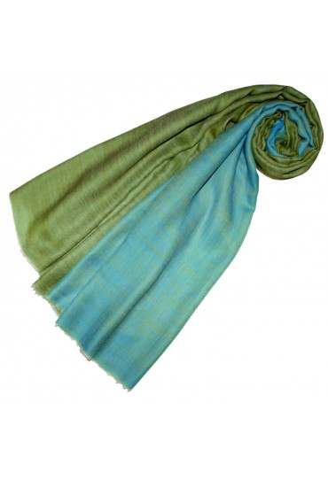 Cashmere scarf doubleface grass and turquoise LORENZO CANA
