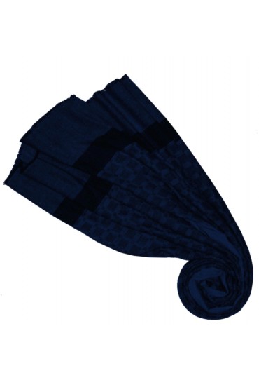 Fluffy Cashmere mens scarf Sapphire Blue Dark Blue LORENZO CANA