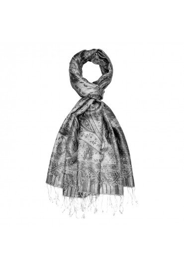 Seidenschal silber hellgrau Paisley Herren LORENZO CANA