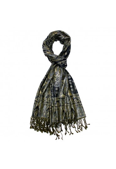 Seide Wolle Schaltuch Paisley blau gold LORENZO CANA