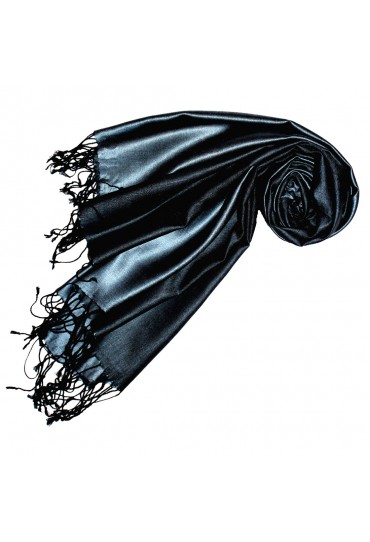 Women's Shawl Silk Viscose Bicolored Steel Navy LORENZO CANA