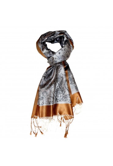 Seidenschal silber grau braun Paisley Herren LORENZO CANA