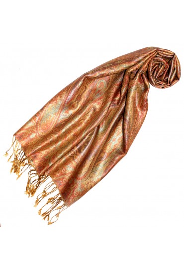 Schal 100% Seide Paisley orange gold hellbraun LORENZO CANA