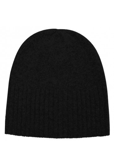 Mens Beanie 100% cashmere Fold back Black LORENZO CANA