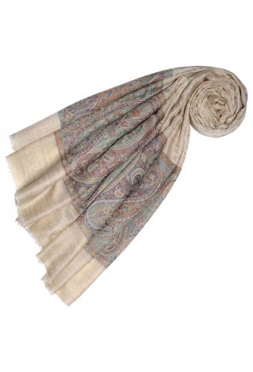Cashmere mens scarf sand colors Paisley LORENZO CANA