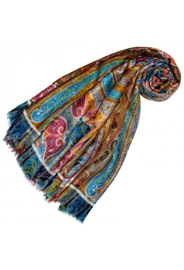 Cashmere silk ladies shawl turquoise LORENZO CANA