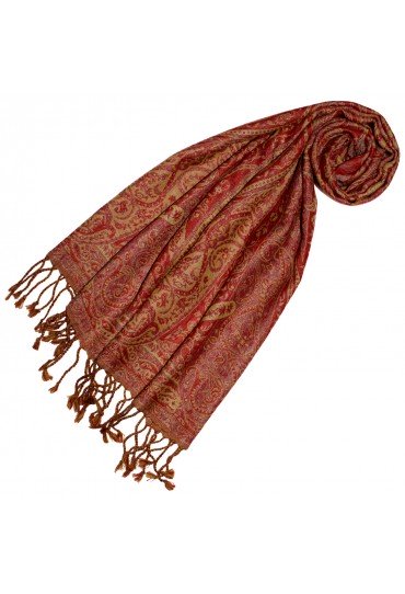 Scarf Wool Hibiscus Red Ecru LORENZO CANA