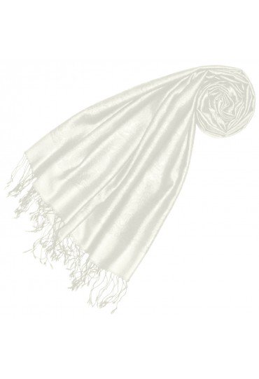 Silk + Viscose mens scarf paisley jaquard noble white LORENZO CANA