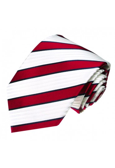 XL Necktie 100% Silk Striped Red White LORENZO CANA 