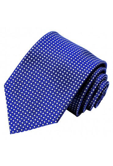 Neck Tie 100% Silk Checkered Blue White LORENZO CANA