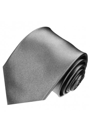 Krawatte 100% Seide Unifarben silber grau LORENZO CANA