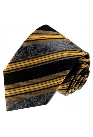 Krawatte 100% Seide Streifen schwarz braun LORENZO CANA