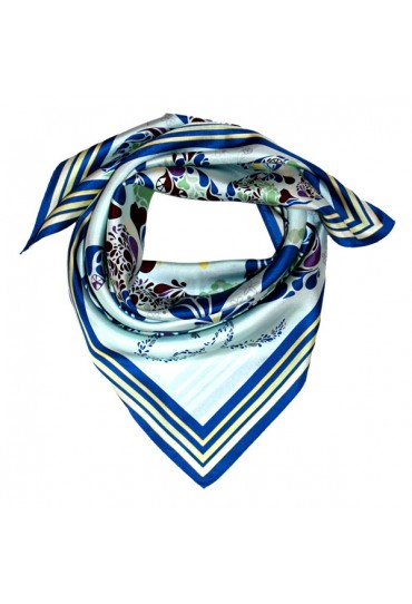 Womens shawl 100% Silk aqua blue green Floral LORENZO CANA