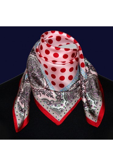 Scarf Women 100% Silk red pink blue grey dots LORENZO CANA