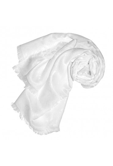 Women's Shawl Viscose Silk Paisley White LORENZO CANA