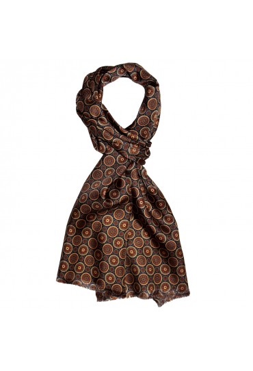 Silk scarf for men Brown dots LORENZO CANA