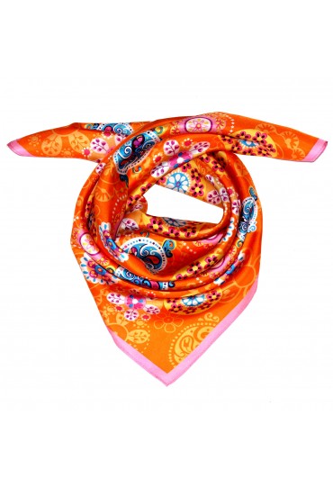 Womens 100% Silk orange pink blue Floral LORENZO CANA