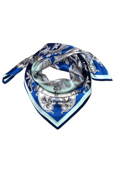 Scarf for men blue silver aqua silk floral LORENZO CANA