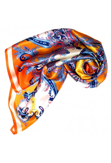 Tuch für Damen orange gelb blau Seide Floral LORENZO CANA