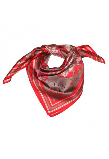 Scarf Men 100% Silk red brown pink Floral LORENZO CANA