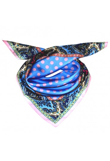 Scarf Men 100% Silk light blue pink violet dots LORENZO CANA