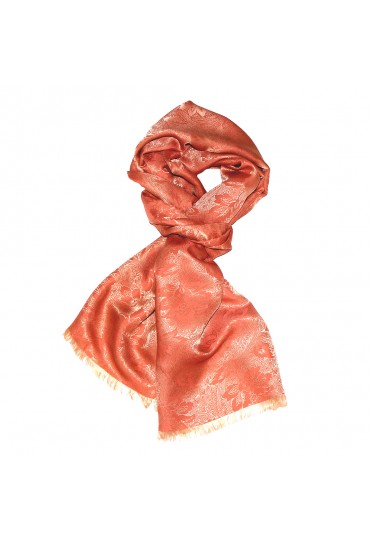 Men's Shawl Viscose Silk Paisley Orange LORENZO CANA