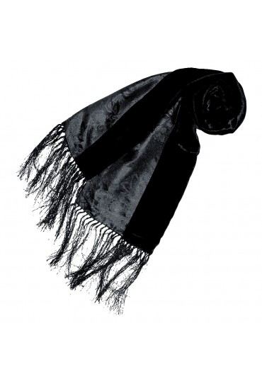 Samtschal Seide Damast Floral schwarz anthrazit LORENZO CANA