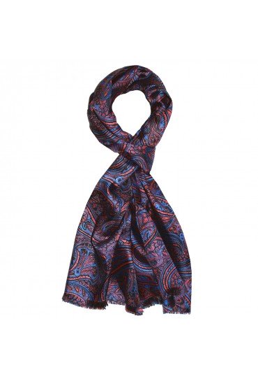 Seidenschal Herren violett rosa hellblau Paisley LORENZO CANA