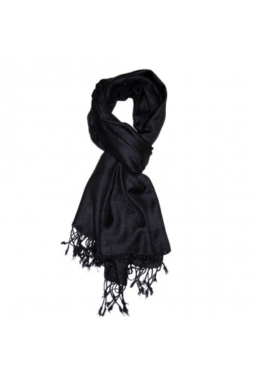 Viscose scarf Black with fringes LORENZO CANA