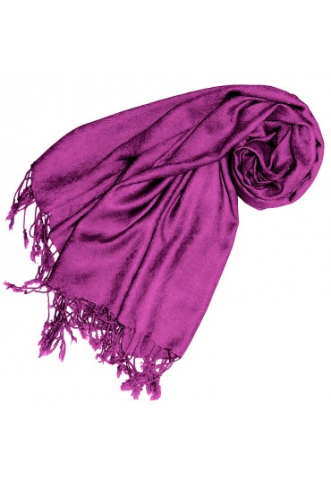 Viscose scarf pink-purple with fringes LORENZO CANA