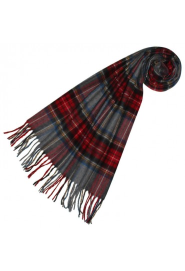 Polyacrylic Scarf Plaid Gray Red Blue LORENZO CANA