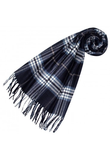Polyacrylic scarf Checked Blue White LORENZO CANA