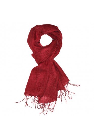 Men's Scarf 100% Linen Unicolored Dark Red LORENZO CANA