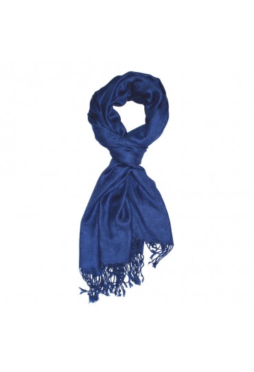 Viscose mens scarf navy blue with fringes LORENZO CANA