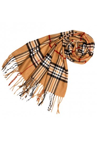 Schal für Damen Polyacryl braun camel schwarz LORENZO CANA