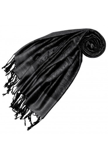 Men's Scarf Modal Paisley Gray Dark Blue LORENZO CANA