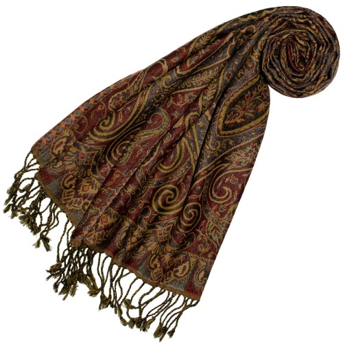 Lorenzo Cana Heren sjaal sjaal jacquard geweven 100% zijde - 70 cm x 190 cm Paisley patroon zijden sjaal zijden doek bruin 7814211