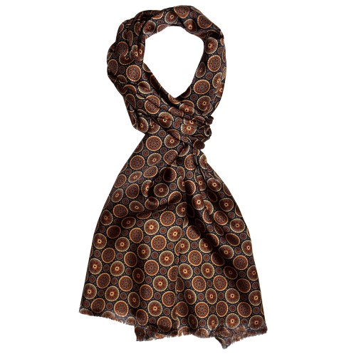 LORENZO CANA - The Official Online Store - Silk scarf brown dots